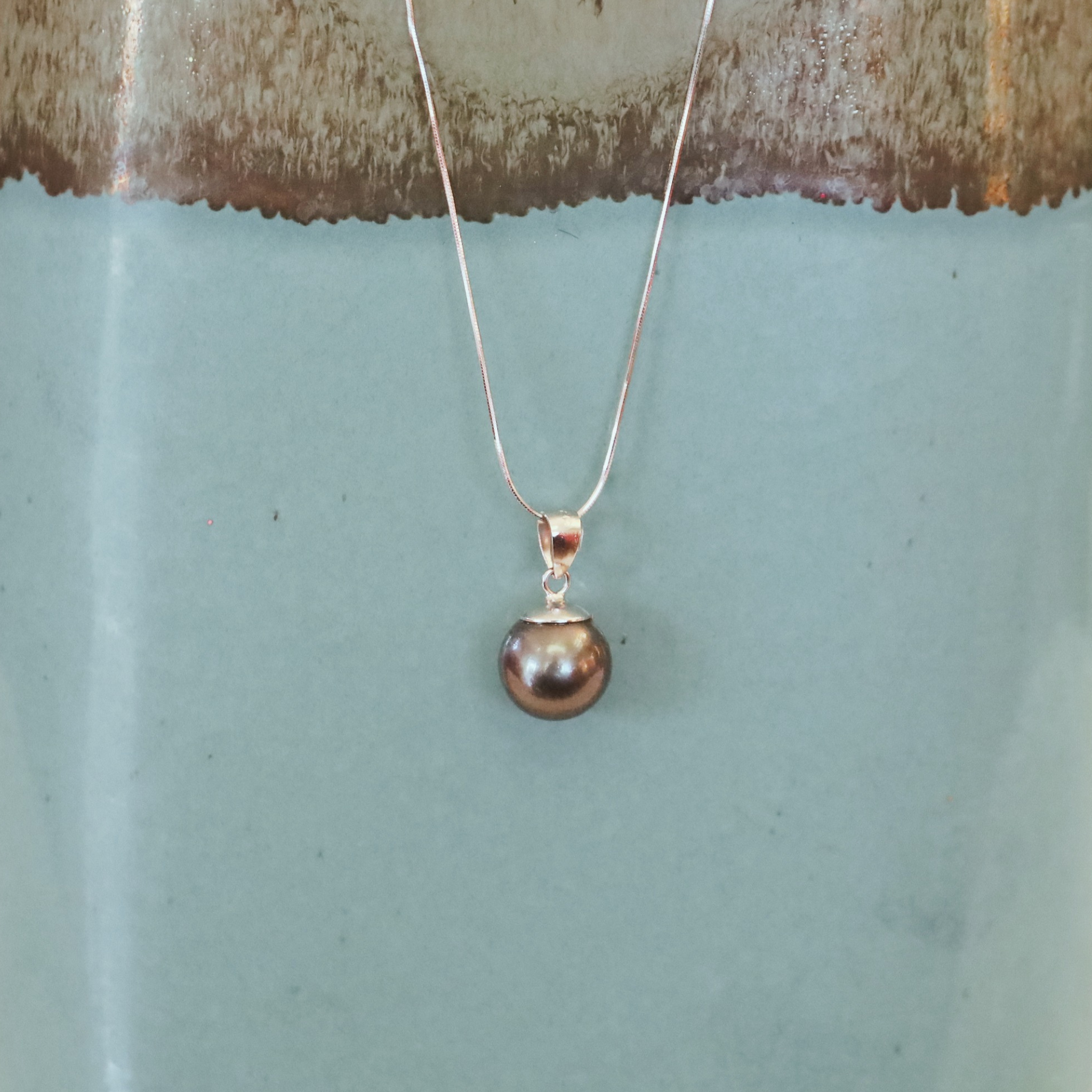 Black Tahitian Pearl Necklace - Natural 12mm Salt Water Pearl Pendant Necklace - Authentic Handmade in USA